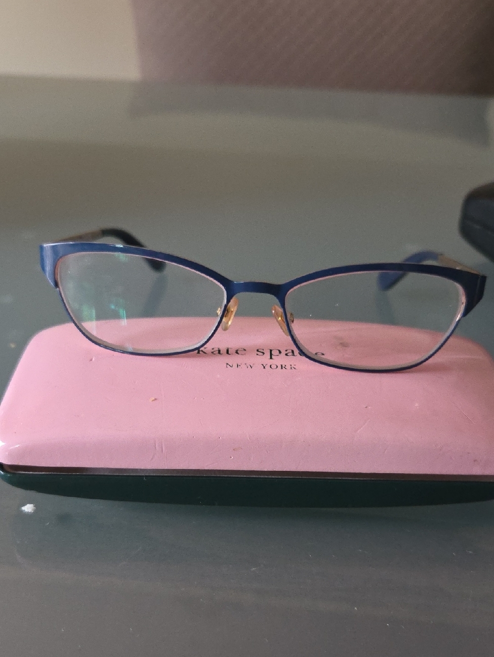 kate spade Leticia navy blue and gold cat-eye glasses